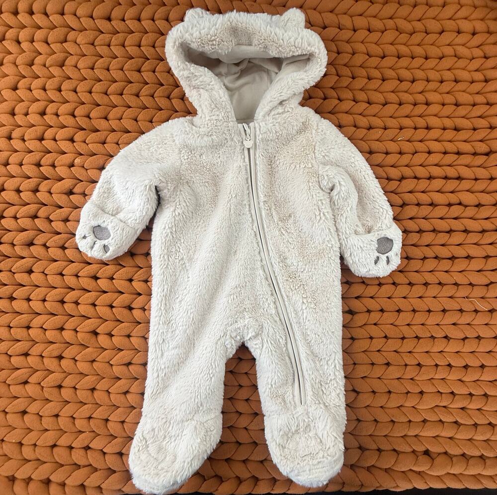 Primark Plush Bunting Baby Boy Girl 3-6 Months Bear Ears Winter Snowsuit
